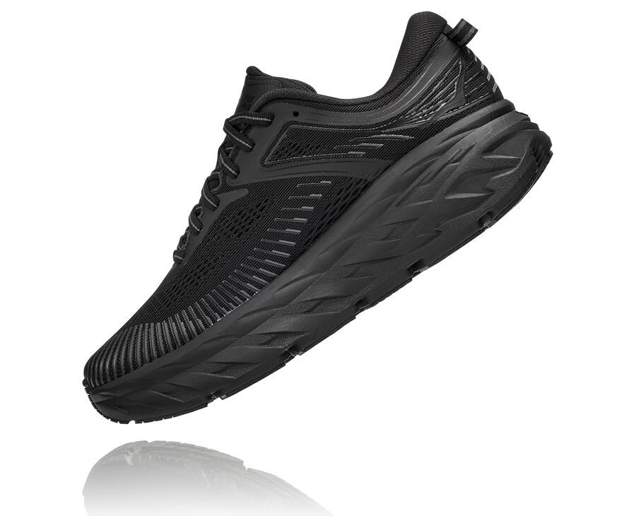 Hoka Australia One One Bondi 7 - Womens Running Shoes Black - PXHEL-7304